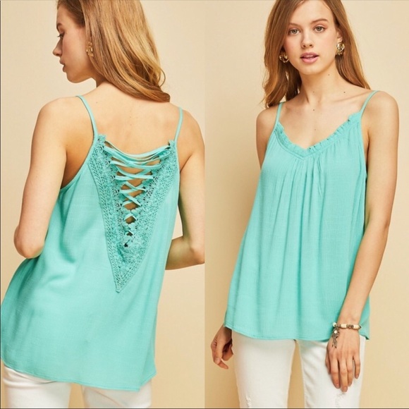 SB Glam Tops - 🆕SB GLAM LACE UP BACK SPAGHETTI STRAP TOP